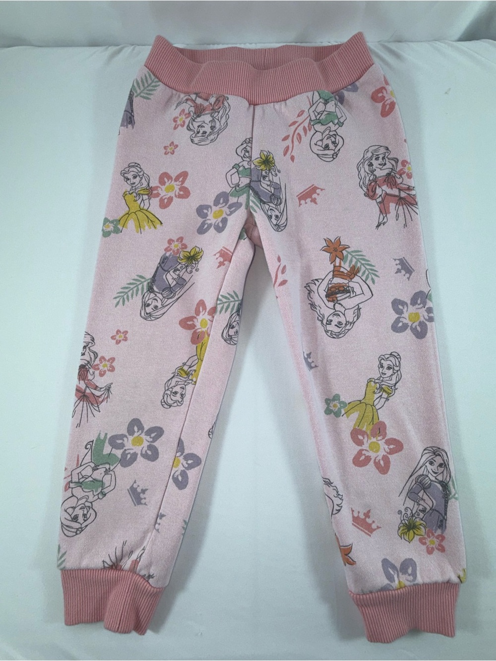 Disney Princess 3T Toddler Girl’s Pink Princess Floral Print Joggers Sweatpants